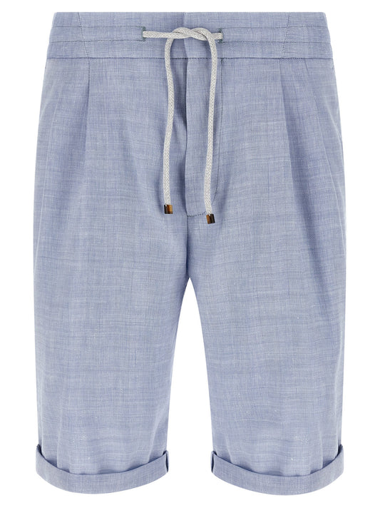 Brunello Cucinelli Linen And Wool Chevron Bermuda Shorts