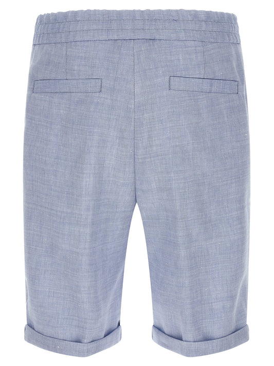 Brunello Cucinelli Linen And Wool Chevron Bermuda Shorts