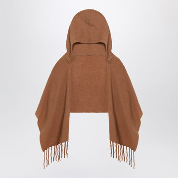 Destin Brown wool hooded cape