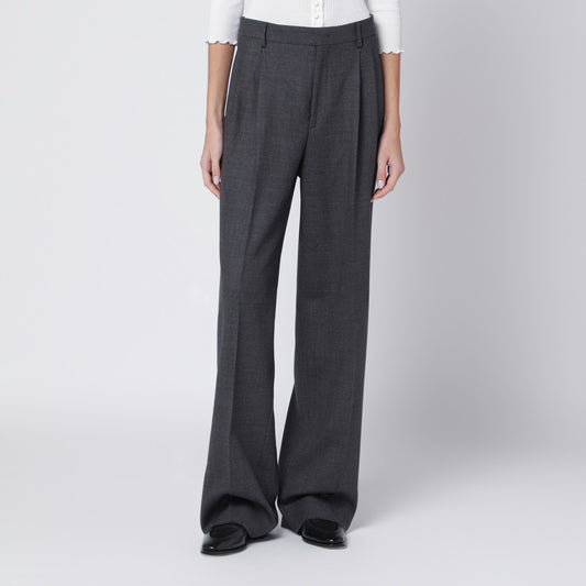 Tagliatore Grey pleated wool-blend trousers
