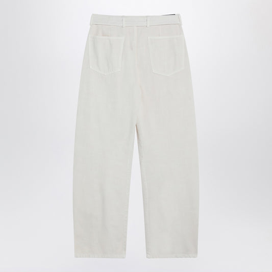LEMAIRE Cream trousers with belt