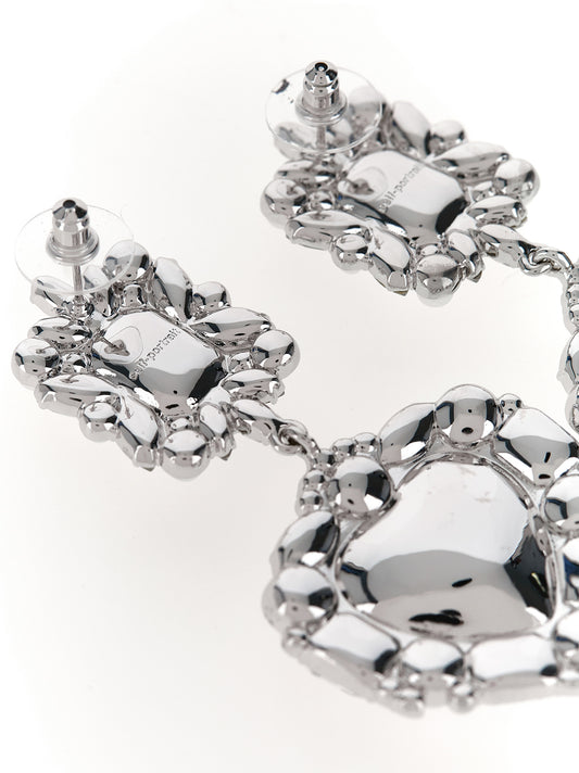 Self-Portrait Self Portrait Crystal Pearl Tiered Heart Earrings