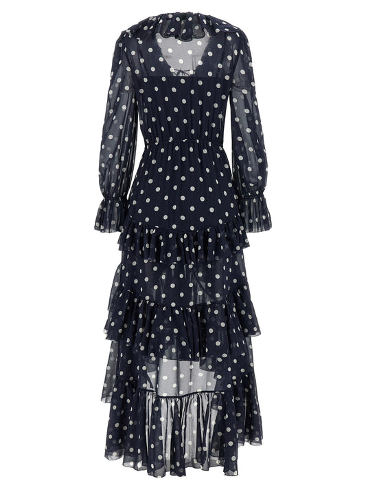 Self-Portrait Polka Dot Georgette Ruffle Maxi Dress