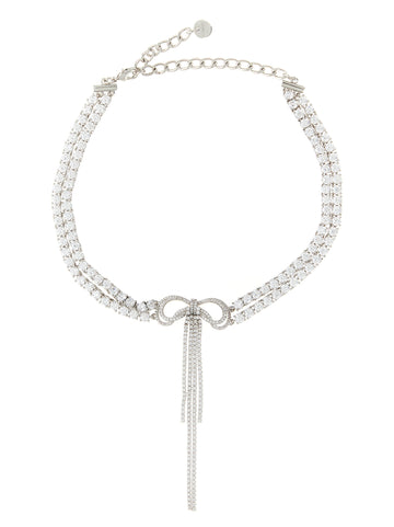 Self-Portrait Double Crystal Bow Necklace