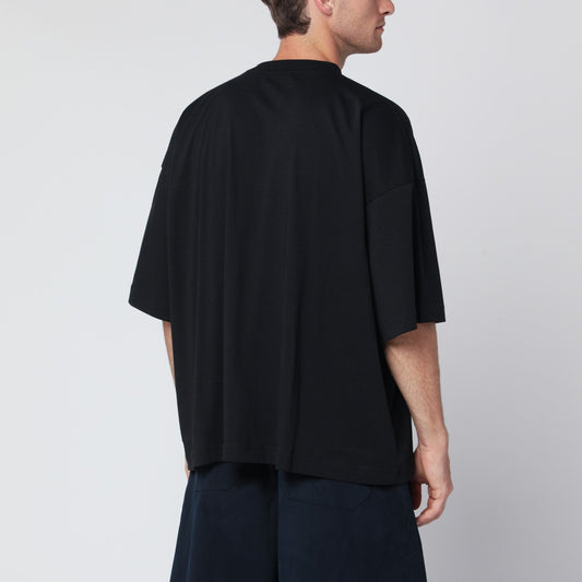 STUDIO NICHOLSON Oversized black cotton T-shirt