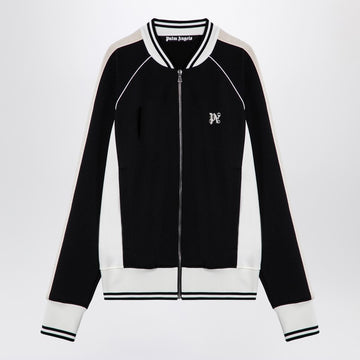 Palm Angels Black/white zip sweatshirt