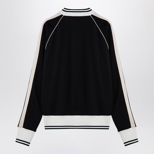 Palm Angels Black/white zip sweatshirt