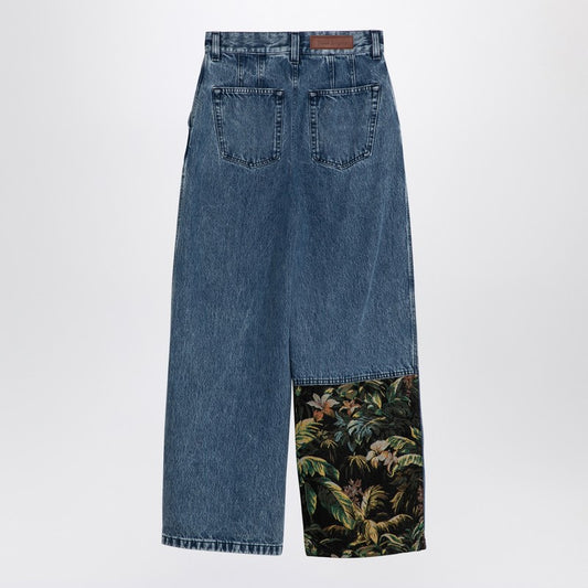 Palm Angels Baggy jeans with jungle insert