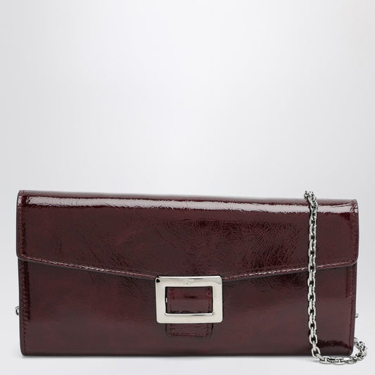 ROGER VIVIER Belle Vivier dark violet patent leather wallet with chain