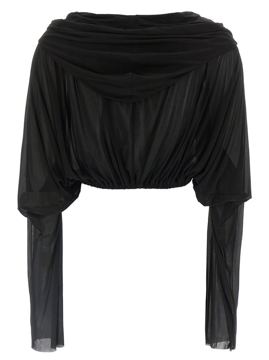 Rick Owens Crooped Hooded Tunic Sweater