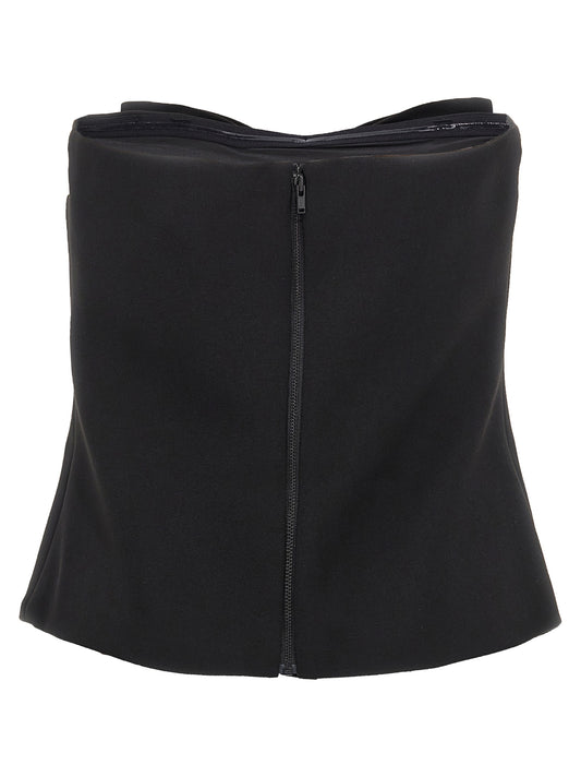 Self-Portrait Black Crepe Bandeau Top