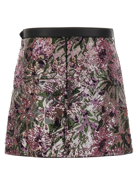 Self-Portrait Floral Sequin Mini Skirt