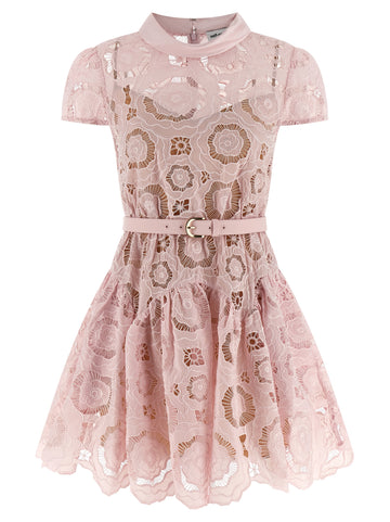 Self-Portrait Pink Floral Lace Mini Dress