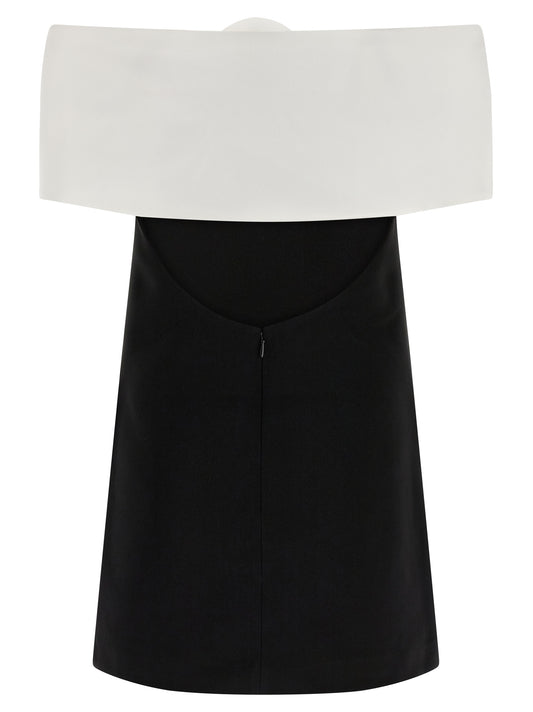 Self-Portrait Black Crêpe Flower Mini Dress
