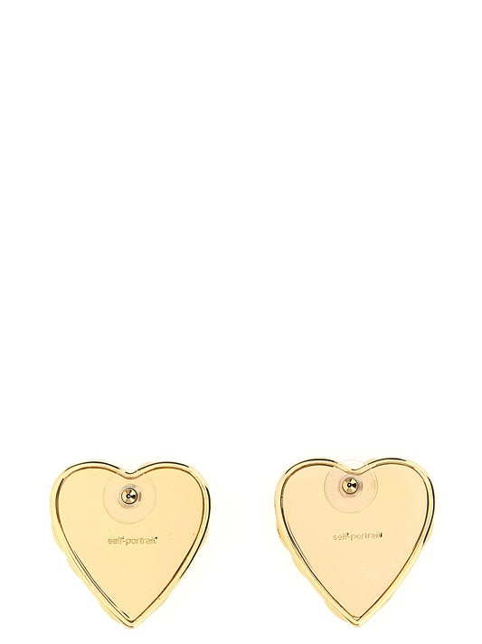 Self-Portrait Embellished Heart Earrings