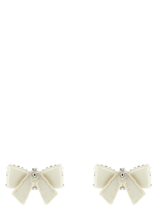 Self-Portrait Pearl Satin Bow Earrings