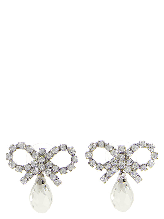 Self-Portrait Bow Crystal Droplet Earrings