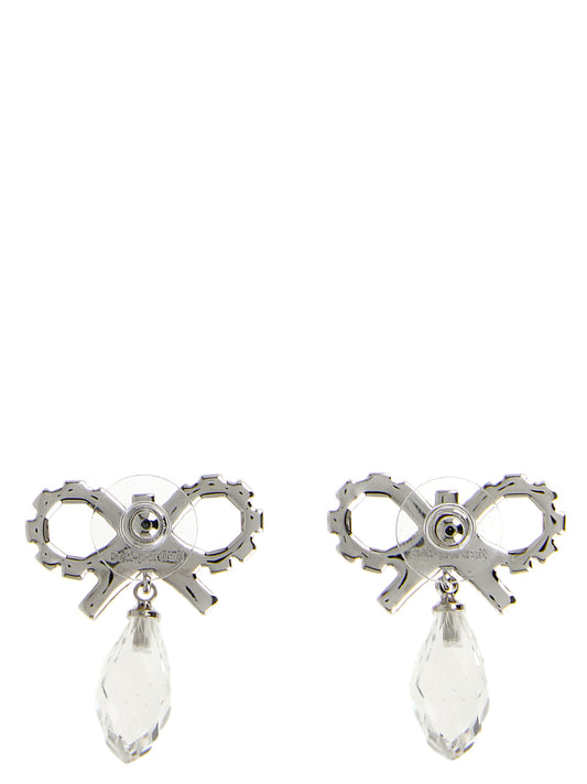 Self-Portrait Bow Crystal Droplet Earrings