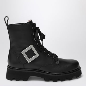 ROGER VIVIER Viv'' Rangers Truck black leather ankle boots