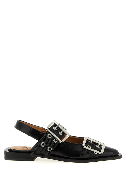 Ganni Black Feminine Buckle Slingback