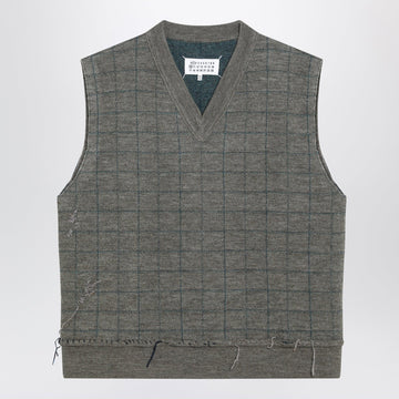 Maison Margiela Military green checked wool gilet