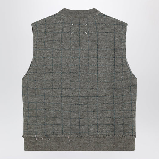 Maison Margiela Military green checked wool gilet