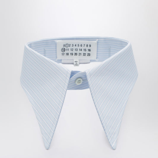 Maison Margiela Pointed collar in blue striped cotton