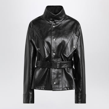 Maison Margiela Black cotton laminated belted jacket