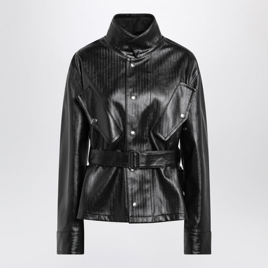 Maison Margiela Black cotton laminated belted jacket