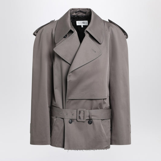 MM6 Maison Margiela Short double-breasted grey trench coat