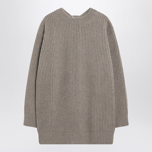MM6 Maison Margiela Oversized beige ribbed sweater