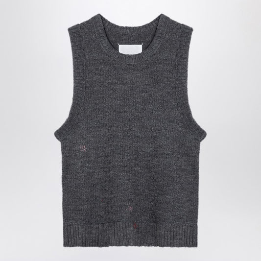 Maison Margiela Grey knitted sleeveless top