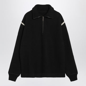 Maison Margiela Black wool half-zip sweater