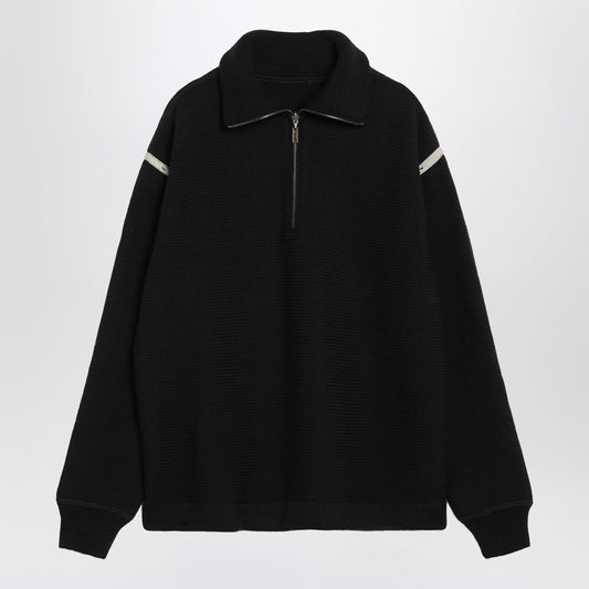 Maison Margiela Black wool half-zip sweater