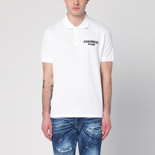 Dsquared2 White polo in cotton with logo