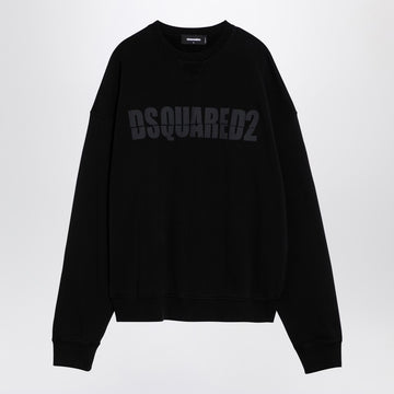 Dsquared2 Black cotton crew-neck sweatshirt with logo