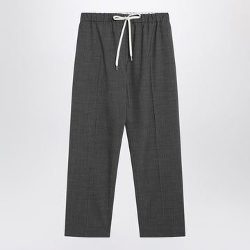 MM6 Maison Margiela Gray wool-blend trousers with drawstring