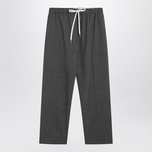 MM6 Maison Margiela Gray wool-blend trousers with drawstring