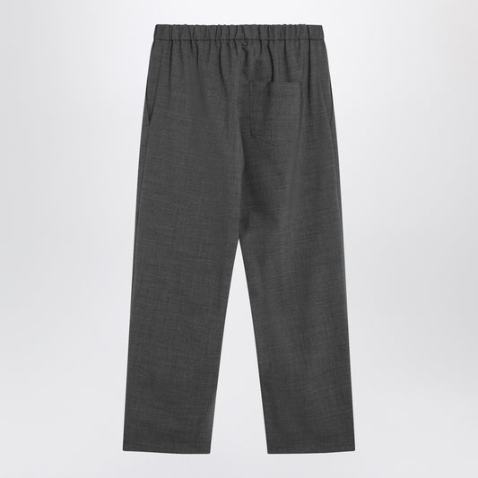 MM6 Maison Margiela Gray wool-blend trousers with drawstring