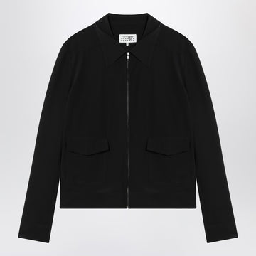 MM6 Maison Margiela Black zip-up silk jacket