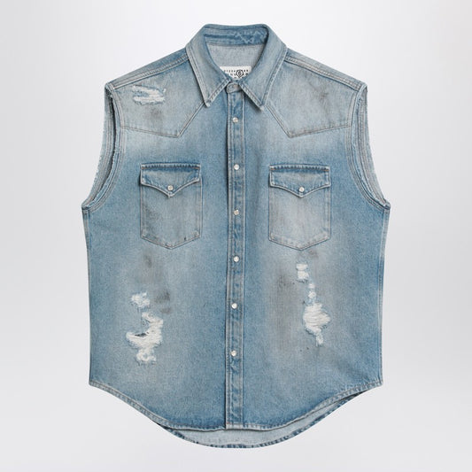 MM6 Maison Margiela Faded blue vest with rips