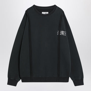 MM6 Maison Margiela Black sweatshirt with Numeric logo in cotton
