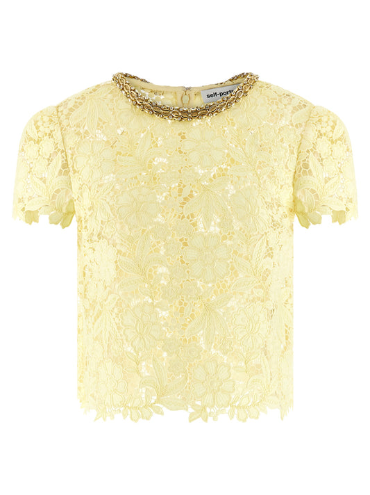 Self-Portrait Yellow Lace Top