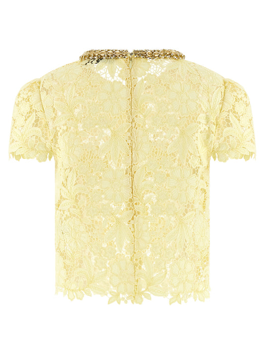 Self-Portrait Yellow Lace Top