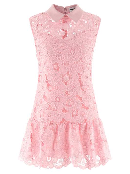 Self-Portrait Pink Lace Collared Dress