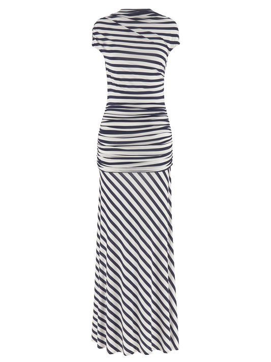 Self-Portrait Navy Stripe Jersey Maxi Dress