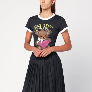 GANNI Dark grey cropped Teddy T-shirt