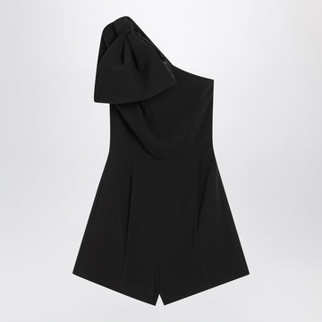 Max Mara Pianoforte One-shoulder short jumpsuit in black cady