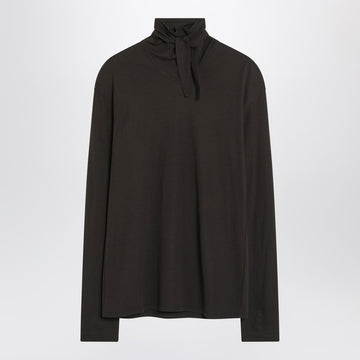 LEMAIRE Brown turtleneck with integrated scarf