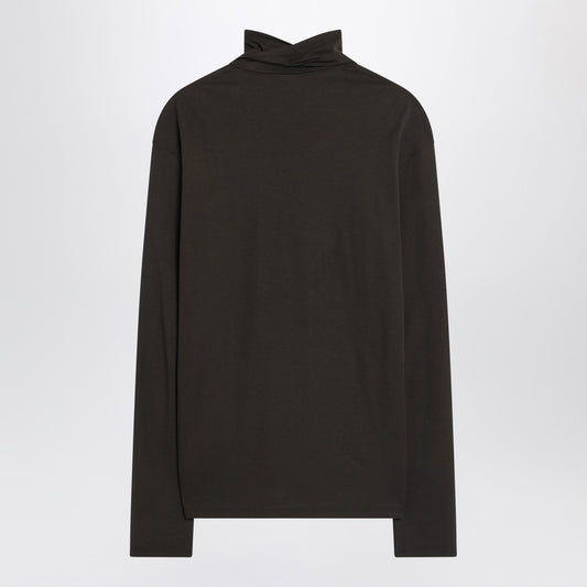 LEMAIRE Brown turtleneck with integrated scarf